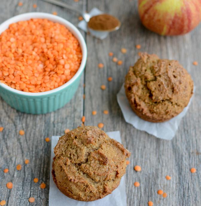 Apple Cinnamon Red Lentil Muffins