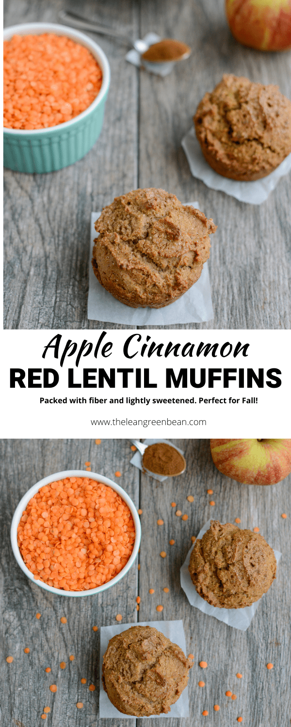 These Apple Cinnamon Red Lentil Muffins are kid-friendly, lightly sweetened and full of fiber! They're perfect for breakfast, snack time or a nut-free school lunch!