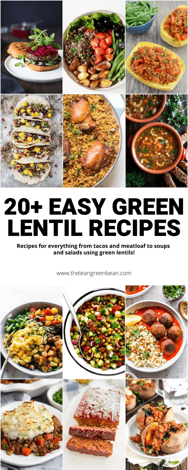 Looking for green lentil recipes? Here are 20+ healthy lentil recipes to try! Everything from curry and soup to salads and tacos, they're plant-based and full of protein, fiber & flavor.
