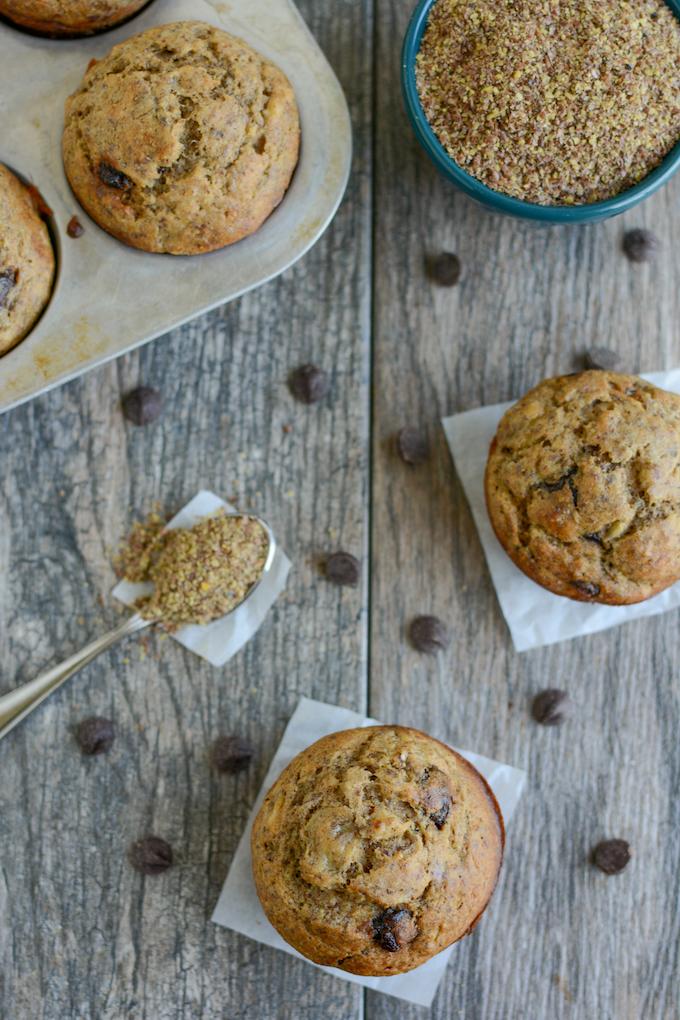 banana chocolate chip muffins recipe with flax