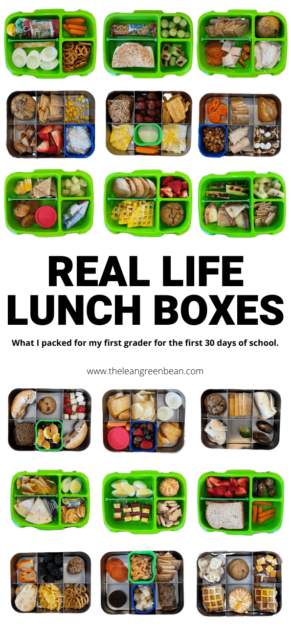 Need easy lunch box ideas for kids? Here's exactly what a Registered Dietitian mom packed her son for the first month of elementary school, with real life photos.