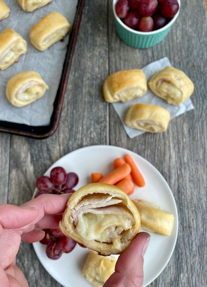 turkey and cheese roll-ups side view