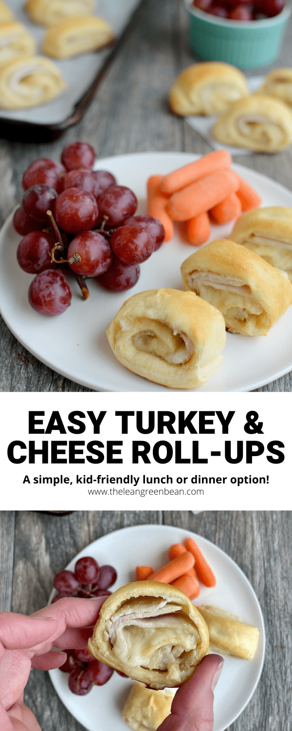 These Turkey and Cheese Roll-ups are made with crescent roll dough and are a super easy dinner. They're kid-friendly and the leftovers can be packed for lunch!