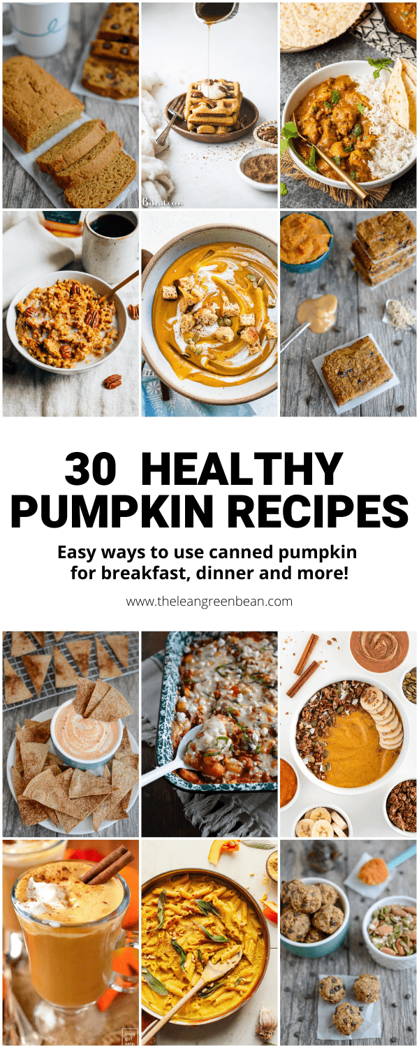 Looking for healthy pumpkin recipes? Here are 30 recipes to try! Everything from baked pumpkin recipes and pumpkin recipes for breakfast to savory pumpkin recipes.