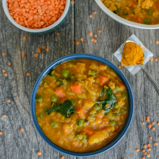 vegan red lentil curry - vegetarian lunch meal prep