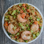 shrimp quinoa bowl with vegetables