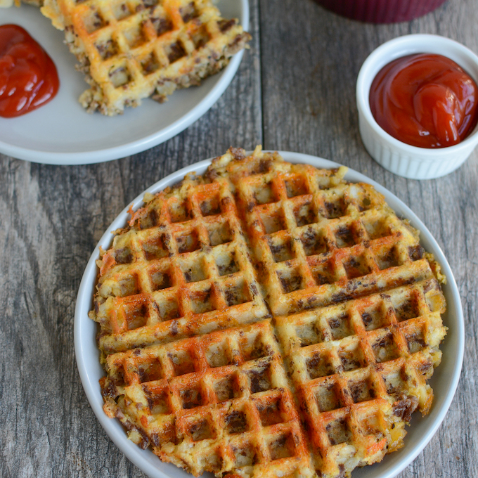 tater tots in waffle iron
