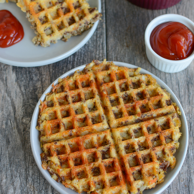 Tater Tot Waffles 7 tater tots in waffle iron