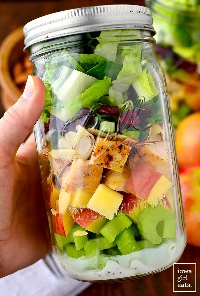 apple cranberry mason jar salads - healthy apple recipes
