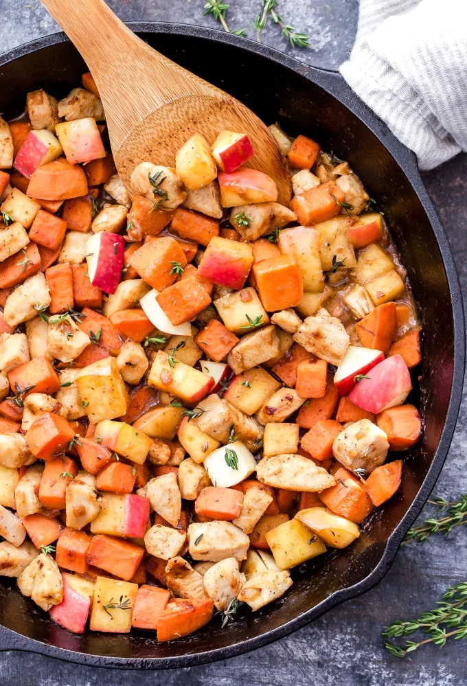 maple mustard chicken and apple skillet