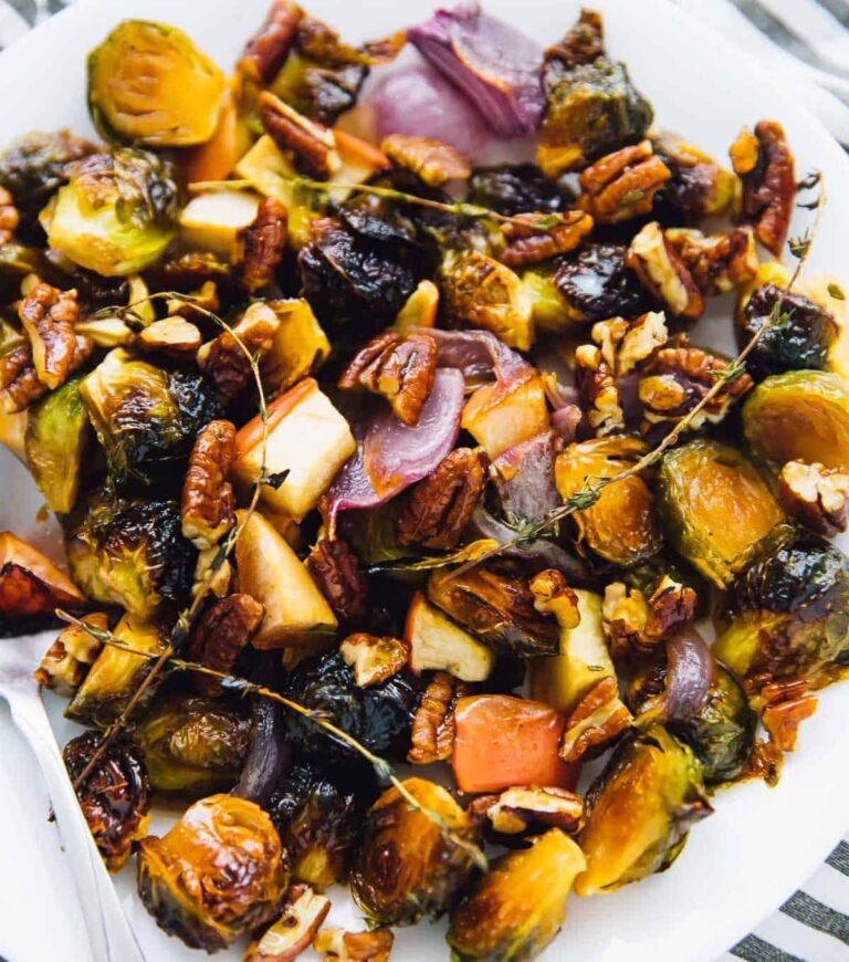 Maple Roasted Brussels Sprouts with Apples and Pecans 4