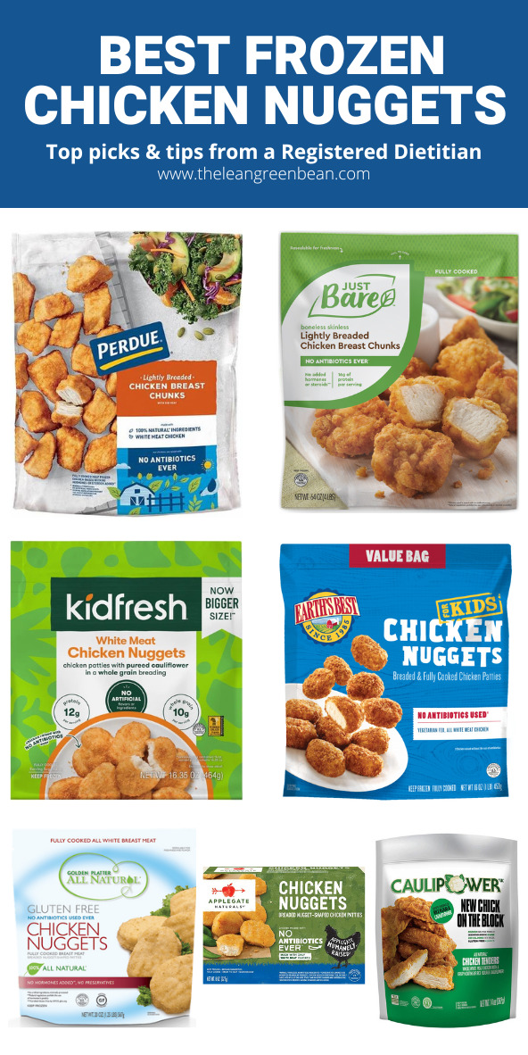 Looking for the best frozen chicken nuggets to choose for your family? Here are some healthy chicken nugget brands recommended by a Registered Dietitian.