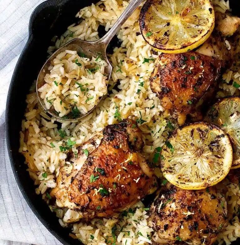 One Pot Greek Chicken and Lemon Rice 900px