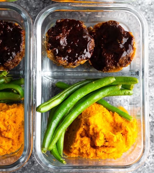 bbq meatloaf meal prep bowls