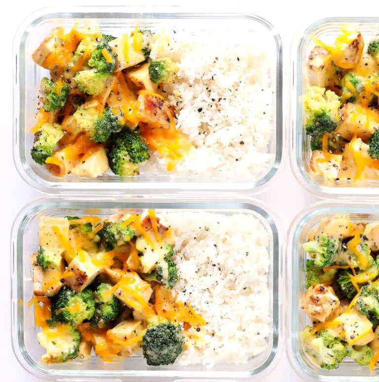 meal prep broccoli chicken and rice bowls - easy meal prep lunch ideas