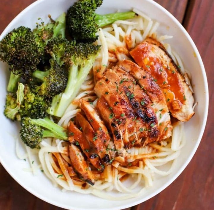 marinated chicken and noodles