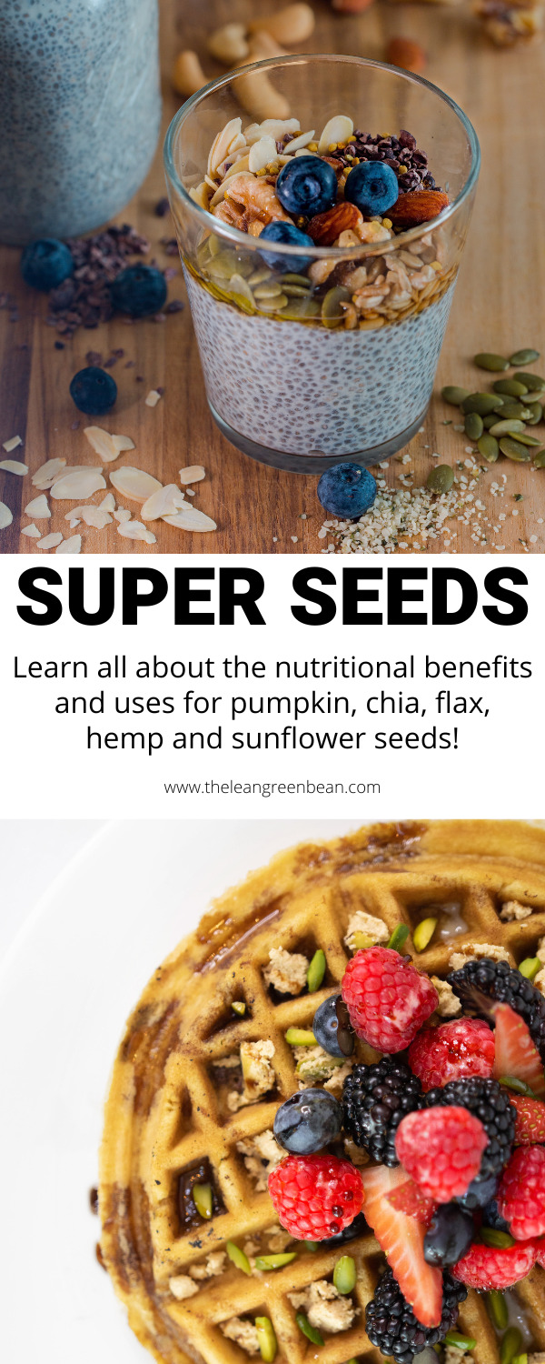 Super Seeds: A Guide to the Nutritional Benefits of Flax, Chia, Hemp, Pumpkin, and Sunflower Seeds 16 Learn all about the nutritional benefits of flax, chia, hemp, pumpkin, and sunflower seeds and how to add them to baked goods, smoothies, oatmeal, and more!
