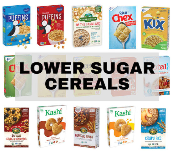 lower added sugar breakfast cereals for kids and adults