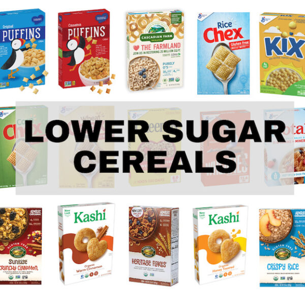 lower added sugar breakfast cereals for kids and adults