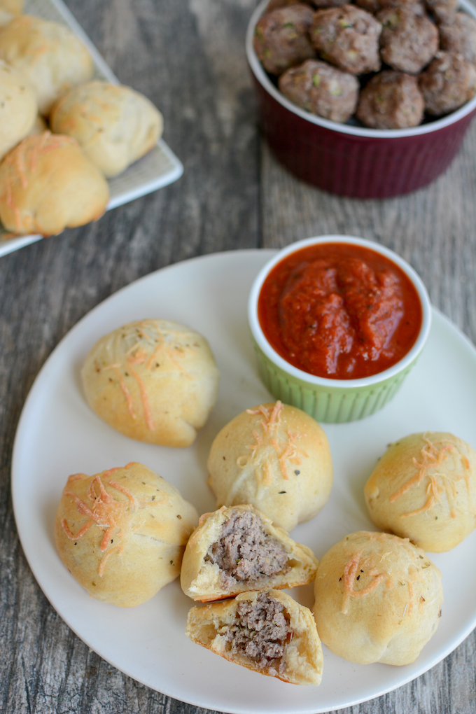 Crescent Wrapped Beef Zucchini Meatballs 6 beef zucchini meatballs wrapped in crescent dough