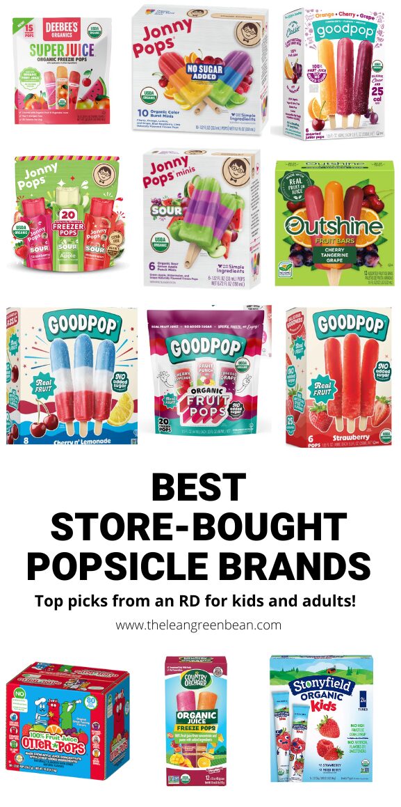 Looking for the best store bought popsicle brands? Here are some of my favorites as a Registered Dietitian and mom of 3. They're made with real fruit and lower in added sugar than traditional popsicles.