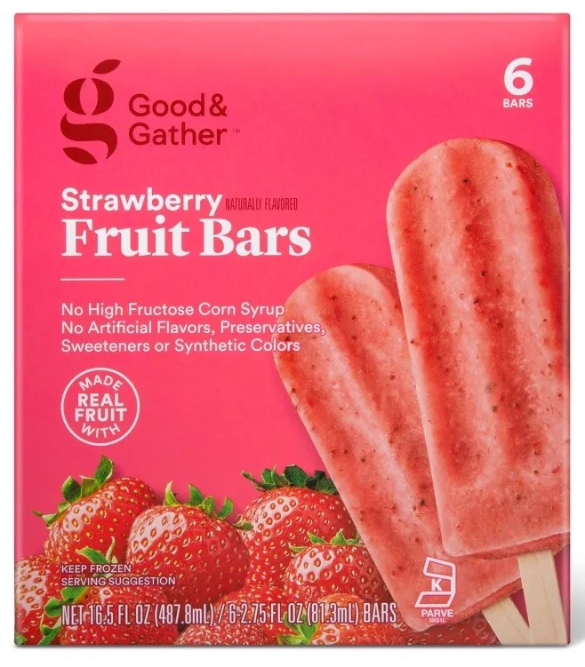 good and gather strawberry fruit bars - healthy storebought popsicles