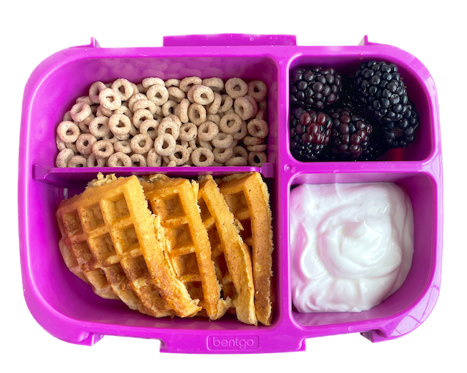 high protein lunch ideas - waffles and greek yogurt