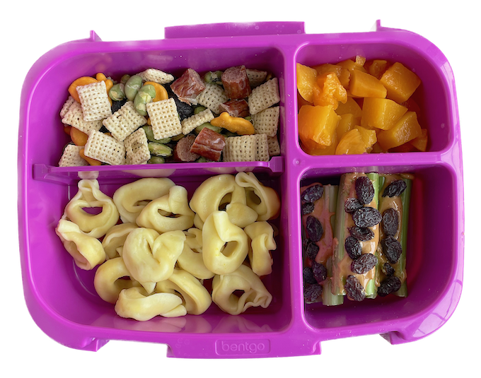 easy lunch ideas for kids - tortellini and trail mix