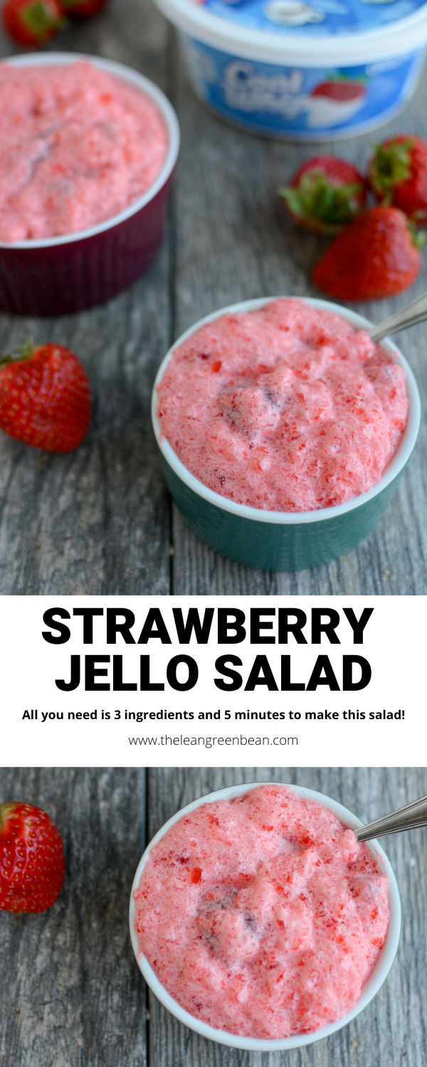 This Strawberry Jello Salad with Cool Whip is the perfect kid-friendly side dish for your next holiday gathering or weeknight dinner!