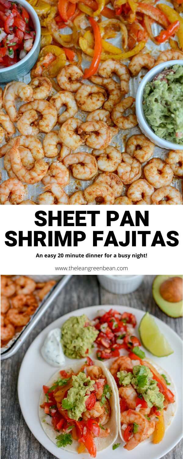 These Sheet Pan Shrimp Fajitas are quick, easy and perfect for dinner on a busy night. They cook quickly and make great leftovers for lunch or dinner later in the week.