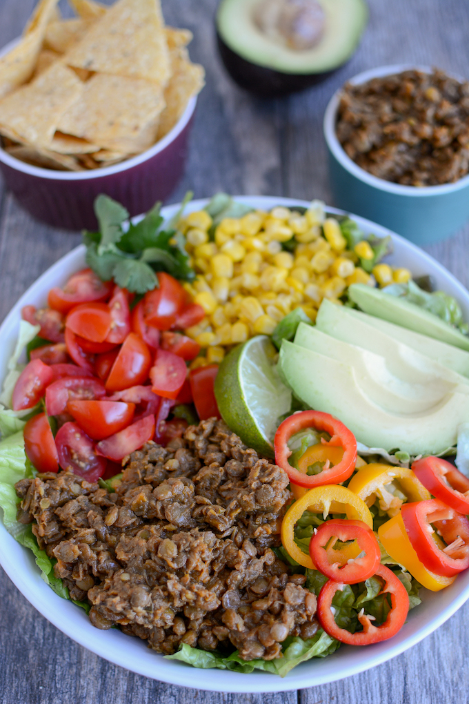 instant pot green lentils taco salad