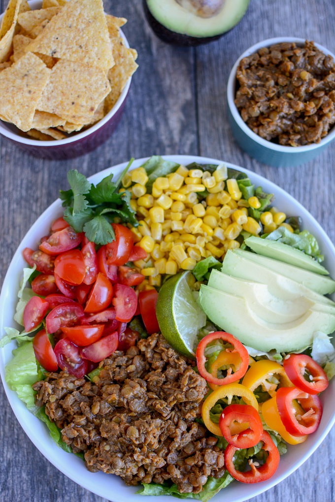 Instant Pot Vegan Lentil Taco Salad 7 vegan lentil taco meat