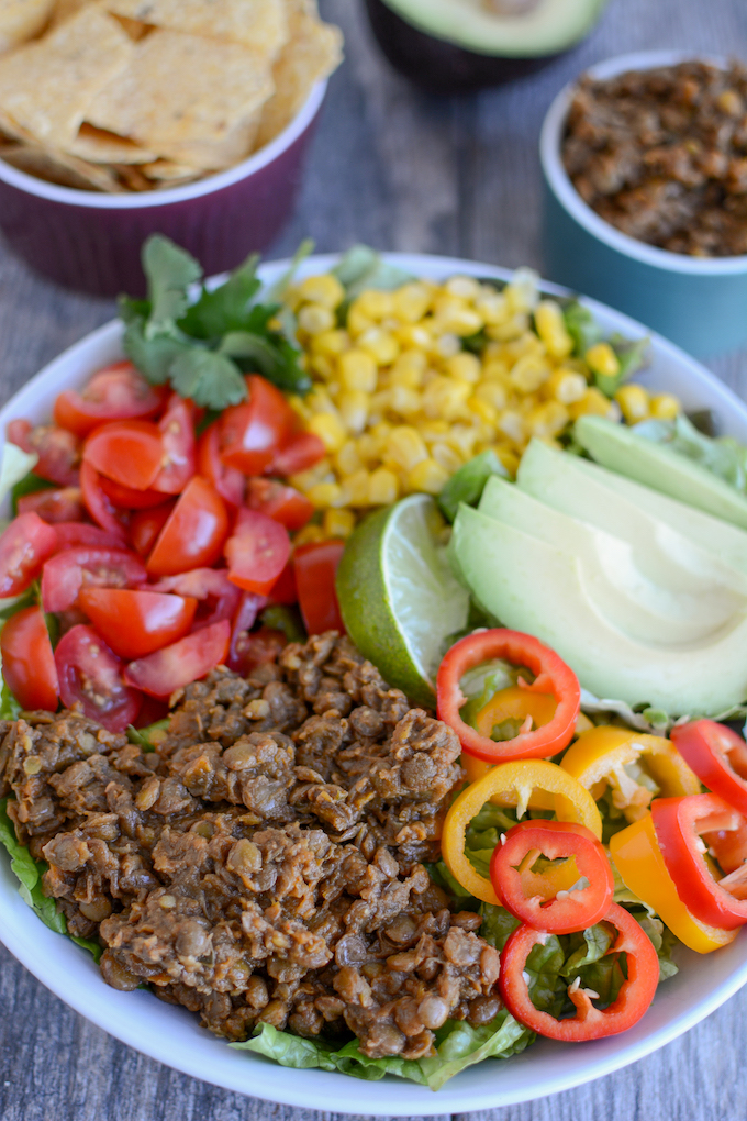 vegan lentil taco salad