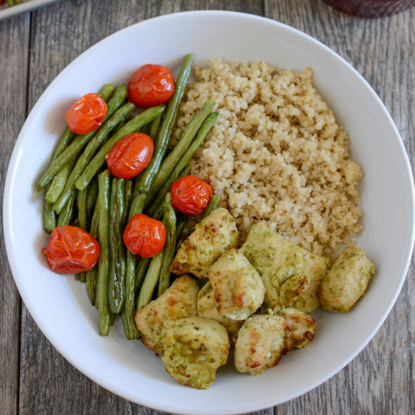 pesto chicken quinoa bowl