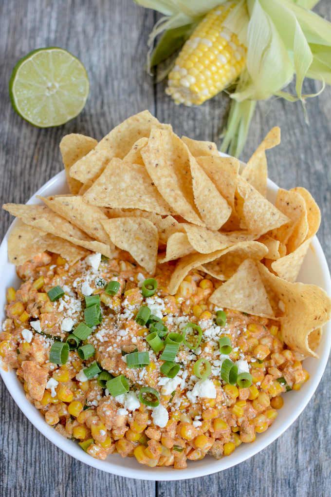 Mexican Street Corn Dip 10 Mexican street corn dip served with chips
