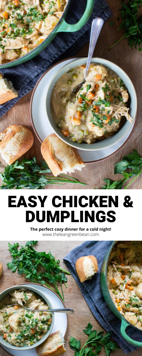 Chicken and Dumplings 7 This Chicken and Dumplings recipe requires just one pot and a few simple ingredients. Easy to make gluten-free and the perfect comfort food on a cold night.