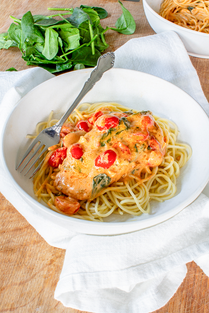 Creamy Tomato Chicken Pasta 9 creamy tomato chicken pasta with spianch