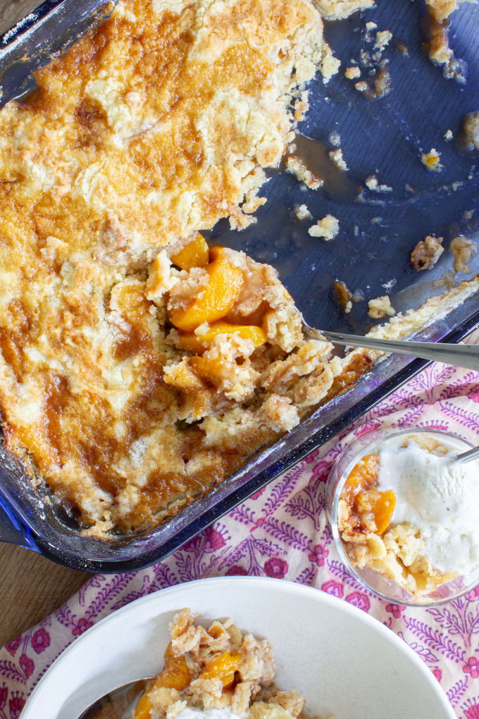 Peach Cobbler Dump Cake 11 gluten free peach cobbler dump cake