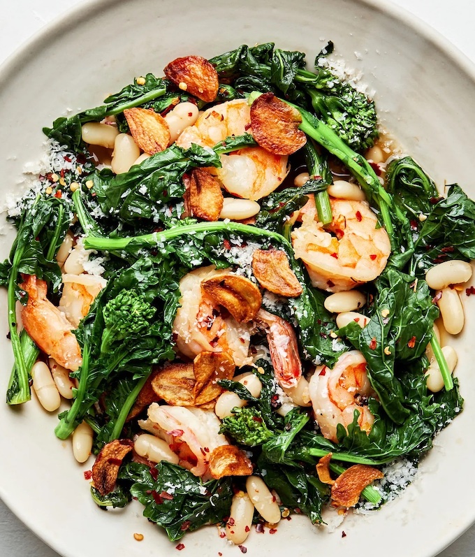 20+ Easy Broccoli Recipes 25 SpicyBroccoliRabewithWhiteBeansandShrimp 10