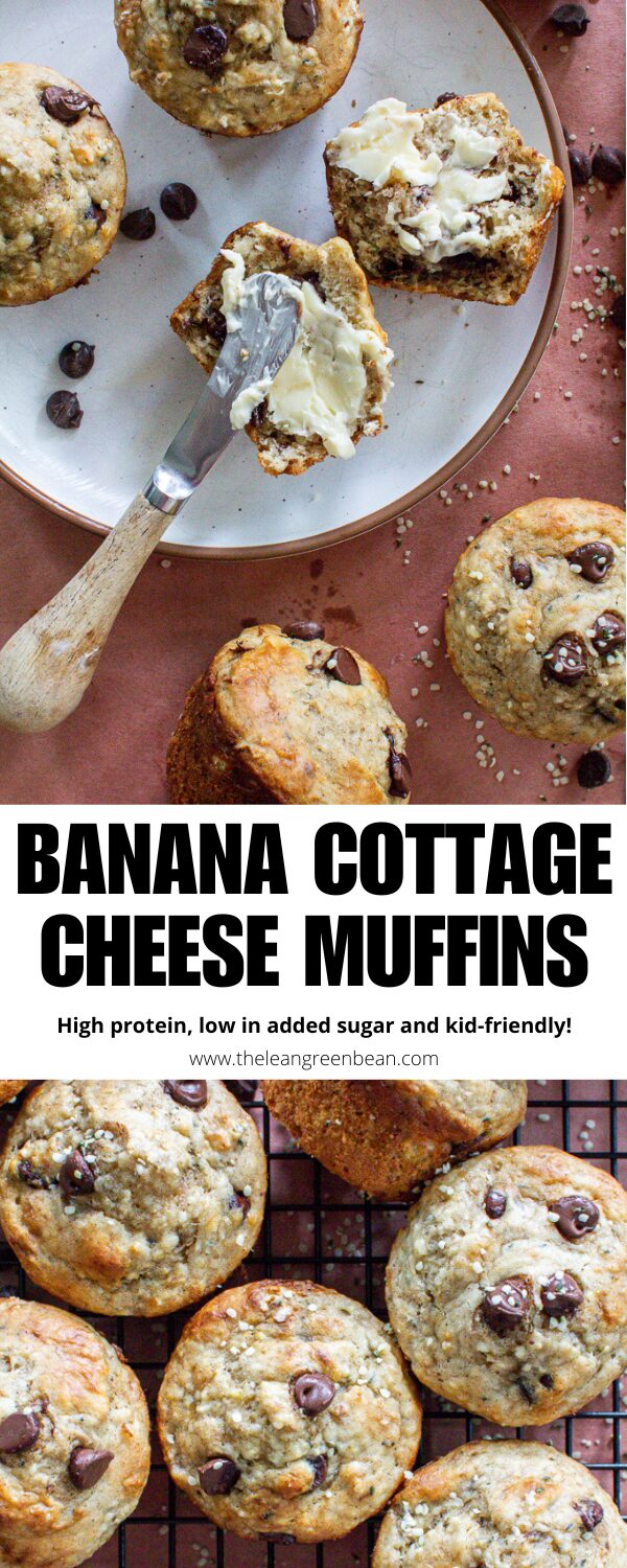 These banana cottage cheese muffins are kid-friendly, high protein and so easy to make! The perfect addition to breakfast or snack time!