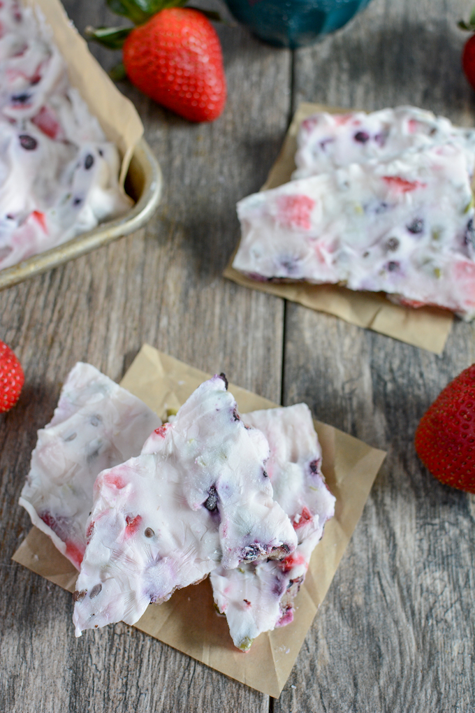 Frozen Yogurt Bark | with fruit & chocolate mix-ins!
