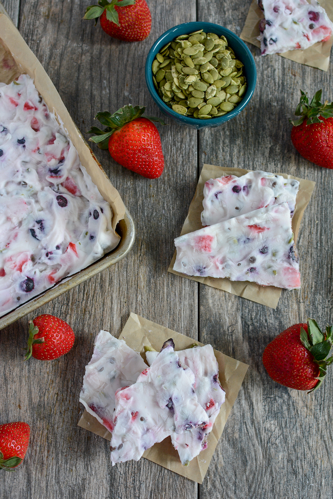 Frozen Yogurt Bark | with fruit & chocolate mix-ins!