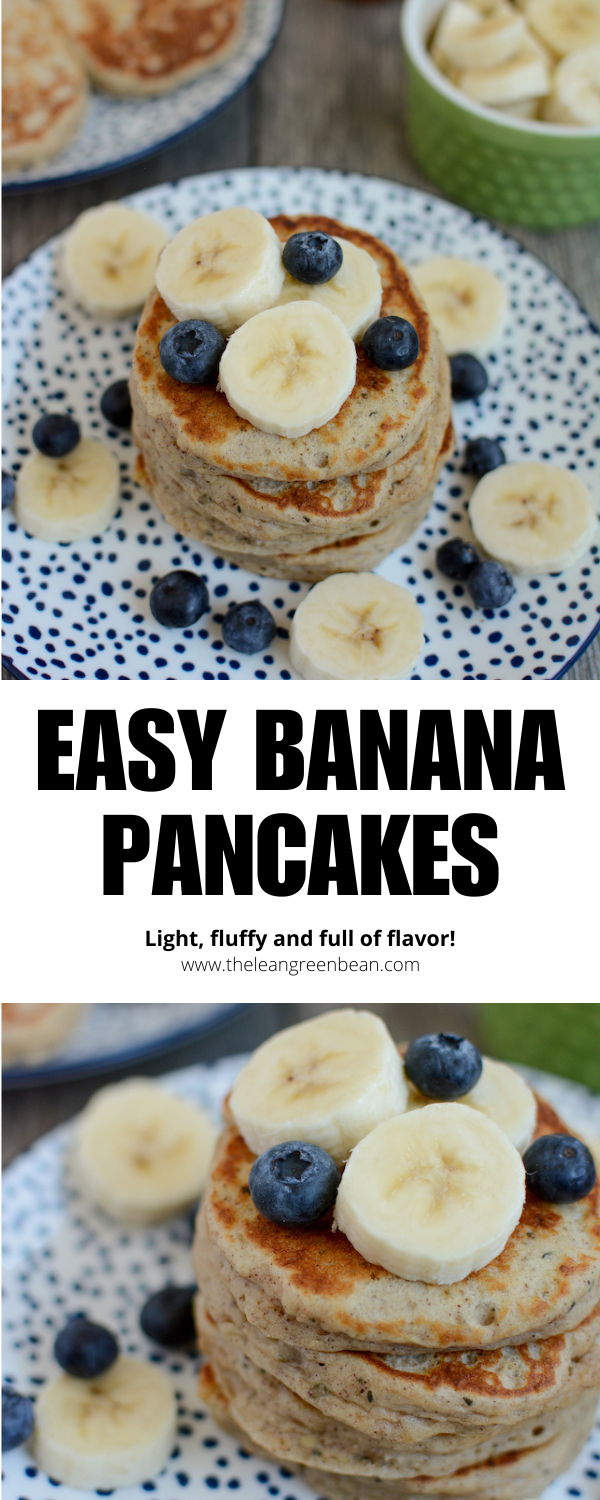 These Easy Banana Pancakes are light, fluffy and full of flavor! No added sugar makes them perfect for a healthy breakfast any day of the week.