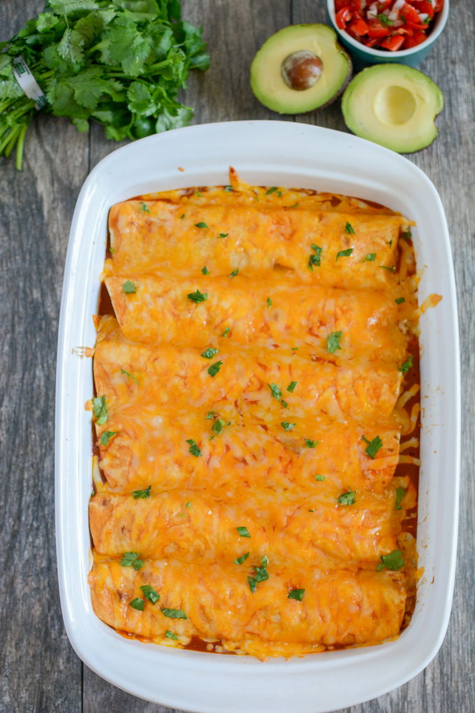 healthy chicken enchiladas with white beans