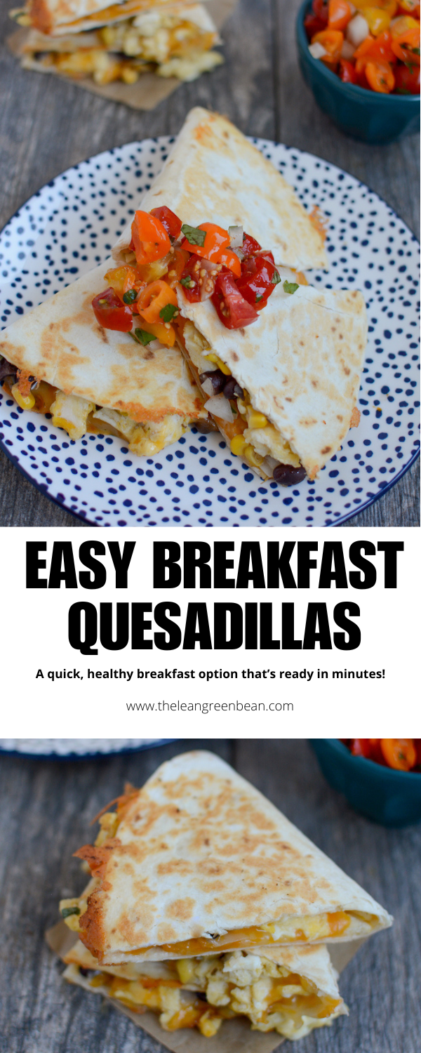 Breakfast Quesadillas 5 These easy freezer-friendly breakfast quesadillas are made with simple ingredients like eggs, beans and cheese. They can be prepped ahead of time, frozen and popped in the air fryer for a quick meal.