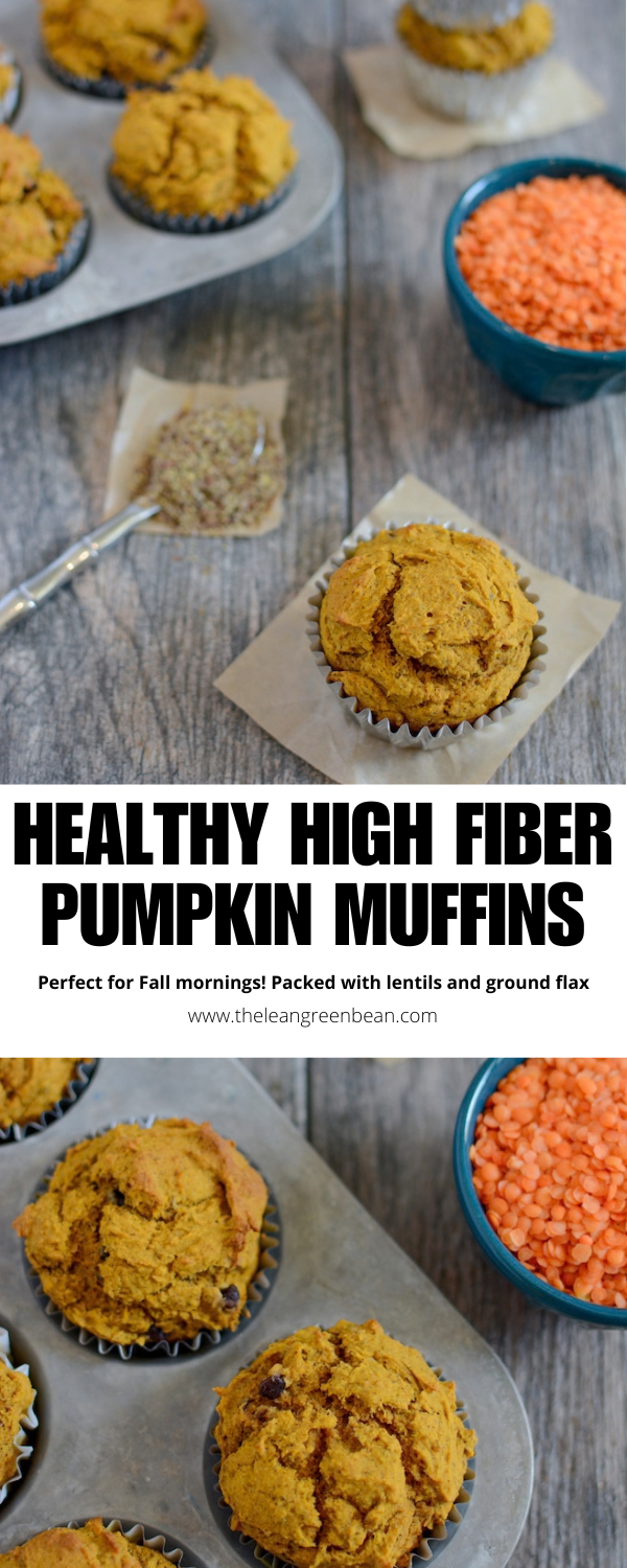 Healthy Pumpkin Muffins 10 These healthy pumpkin muffins are high in fiber thanks to the addition of red lentils, ground flax and whole grains. The red lentils blend in completely so your kids will never notice!